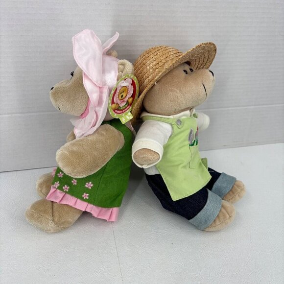 Starbucks Bearista Bear Lot of 2 Flower Gardener 2006 2010 Edition Plush Stuffed - Picture 4 of 12